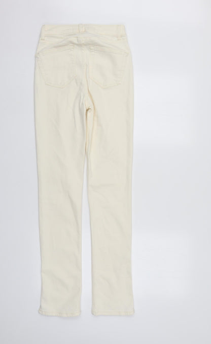 Denim & Co. Womens Ivory  Denim Straight Jeans Size 6 L31 in