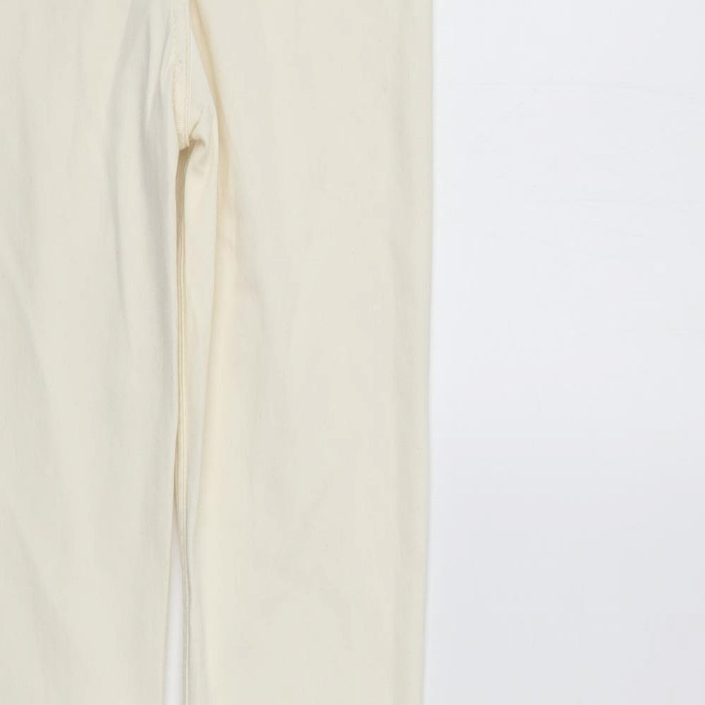 Denim & Co. Womens Ivory  Denim Straight Jeans Size 6 L31 in