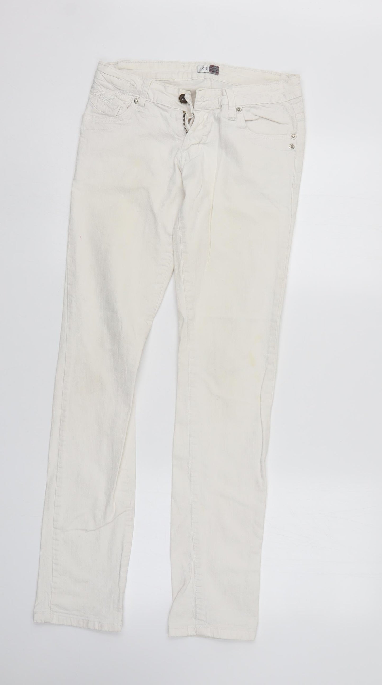 Quiz Womens White  Denim Straight Jeans Size 10 L31 in