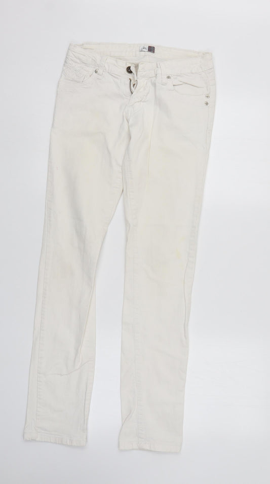 Quiz Womens White  Denim Straight Jeans Size 10 L31 in