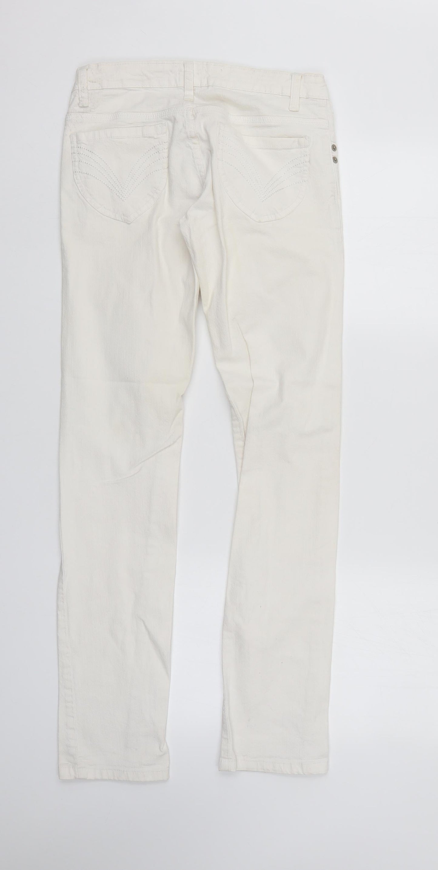 Quiz Womens White  Denim Straight Jeans Size 10 L31 in