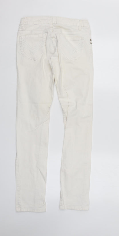 Quiz Womens White  Denim Straight Jeans Size 10 L31 in