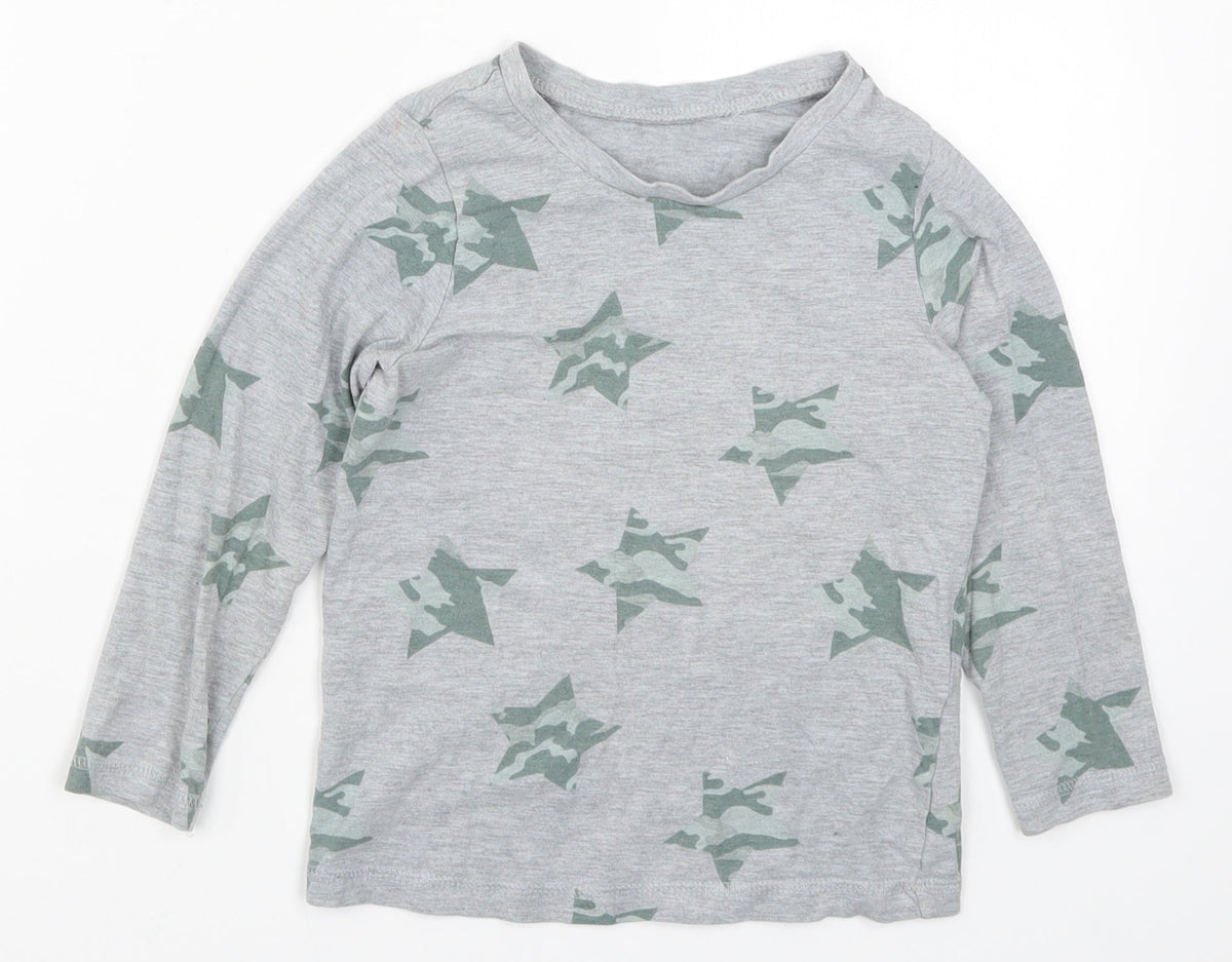 George Boys Grey Solid   Pyjama Top Size 4-5 Years  - Stars