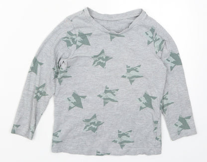 George Boys Grey Solid   Pyjama Top Size 4-5 Years  - Stars