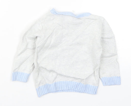TU Boys Grey  Knit Pullover Jumper Size 6-9 Months  - Bear