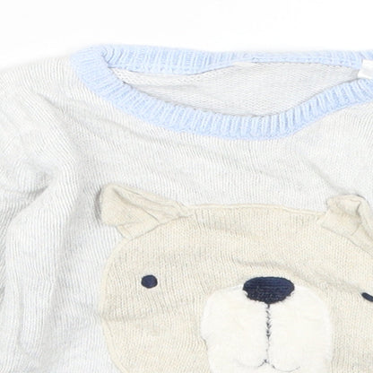 TU Boys Grey  Knit Pullover Jumper Size 6-9 Months  - Bear