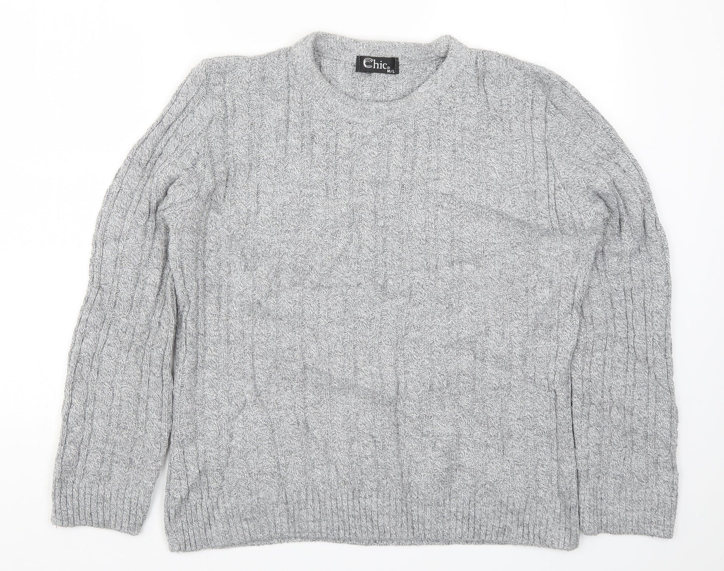 Womens UK Size M CHIC Grey Pullover Jumper