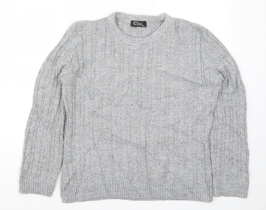 Womens UK Size M CHIC Grey Pullover Jumper