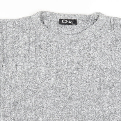 Womens UK Size M CHIC Grey Pullover Jumper