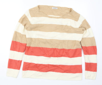 Damart Womens Beige Striped Knit Pullover Jumper Size 10  - Pink