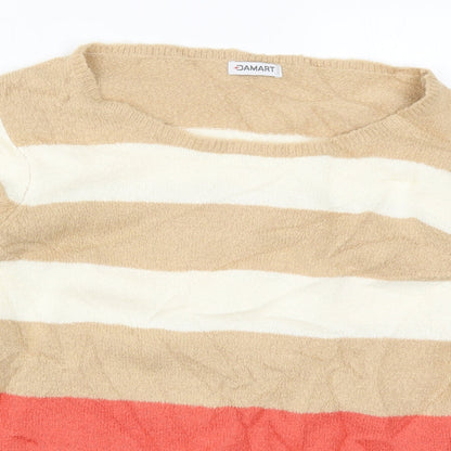 Damart Womens Beige Striped Knit Pullover Jumper Size 10  - Pink