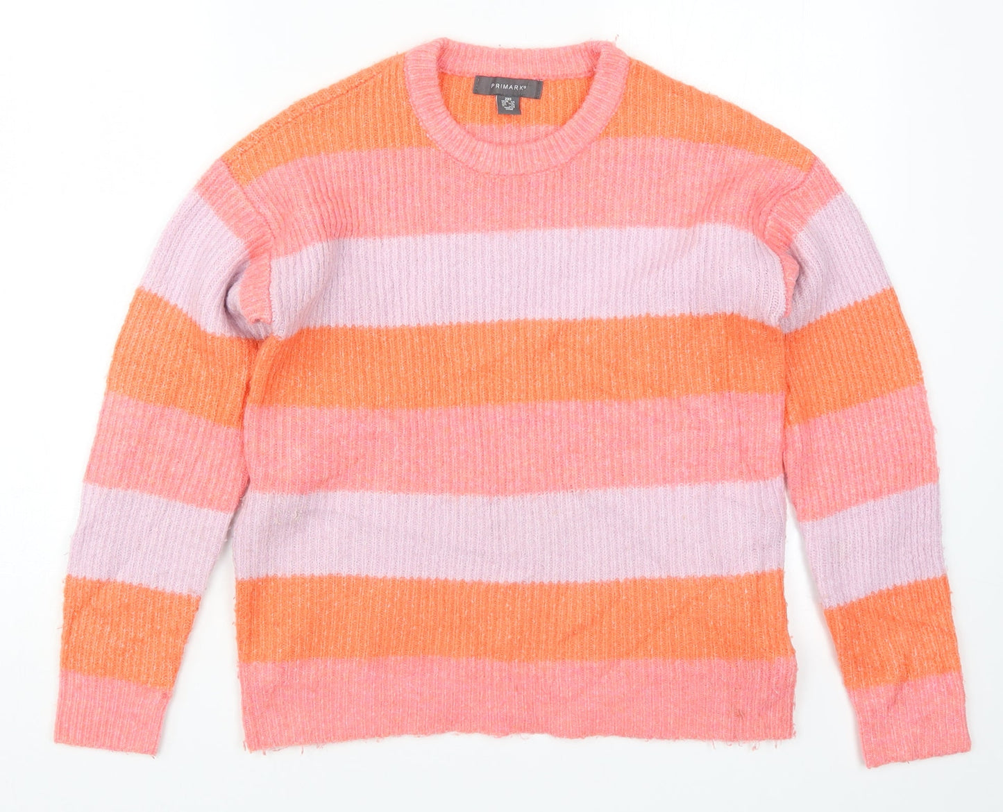 Primark Womens Pink Striped Knit Pullover Jumper Size 4