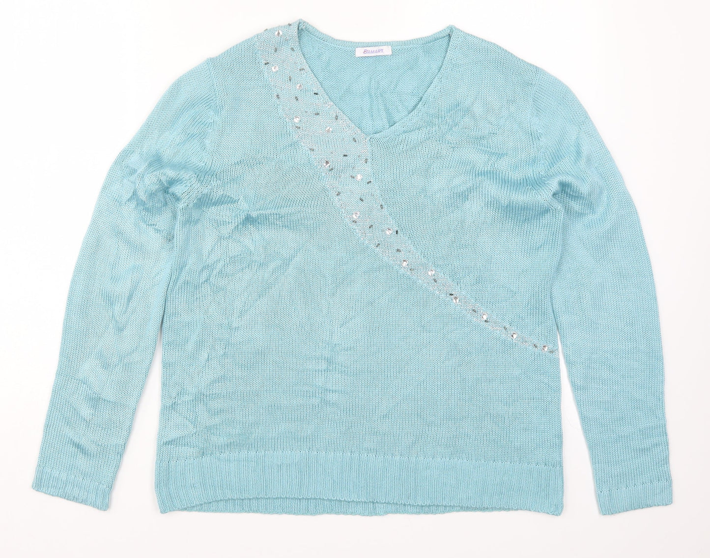 Damart Womens Blue  Knit Pullover Jumper Size 14