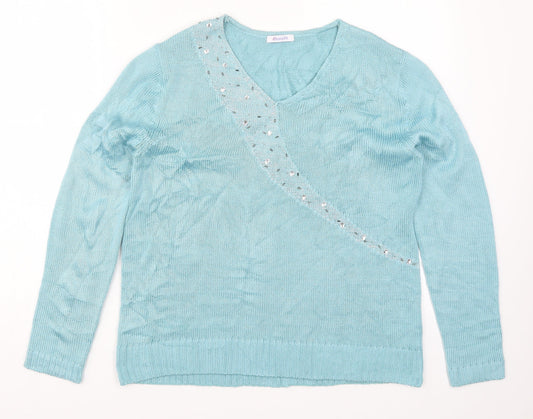 Damart Womens Blue  Knit Pullover Jumper Size 14