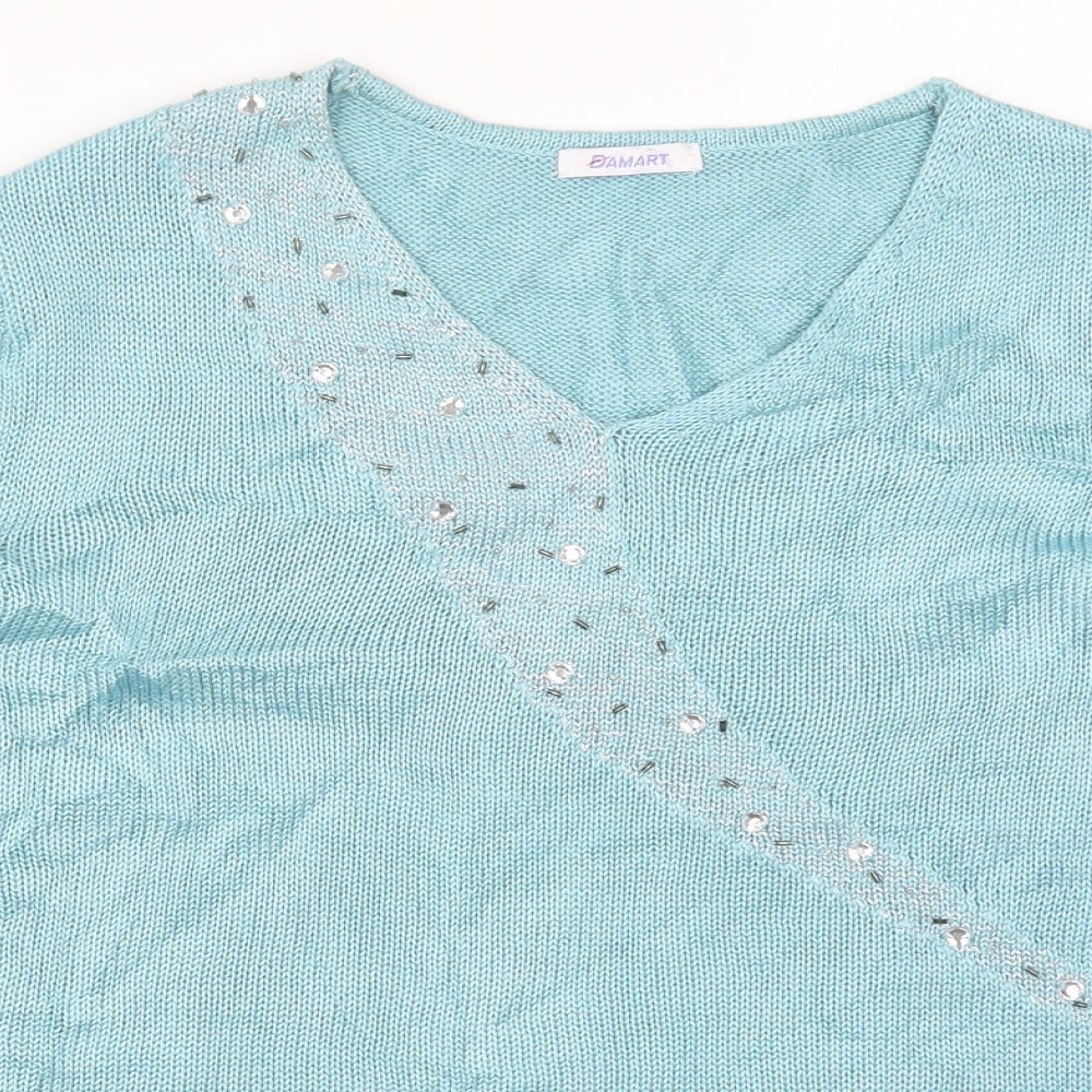 Damart Womens Blue  Knit Pullover Jumper Size 14