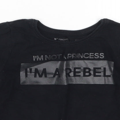 Young Dimension Girls Black   Basic T-Shirt Size 3-4 Years  - I'm Not a Princess I'm a Rebel