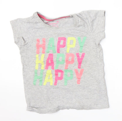 Primark Girls Grey   Basic T-Shirt Size 5-6 Years  - Happy