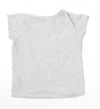 Primark Girls Grey   Basic T-Shirt Size 5-6 Years  - Happy