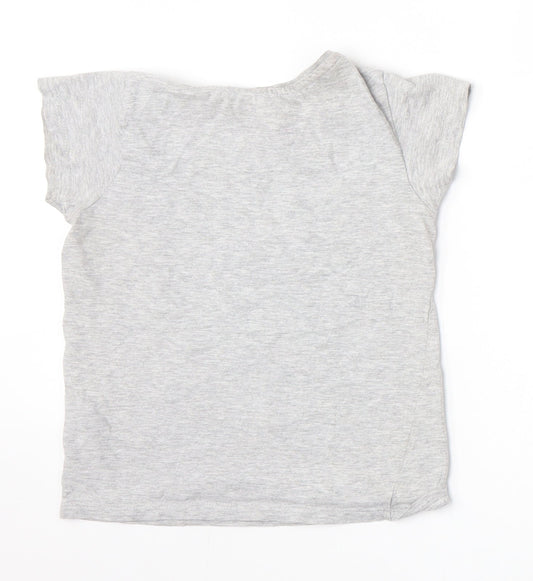Primark Girls Grey   Basic T-Shirt Size 5-6 Years  - Happy