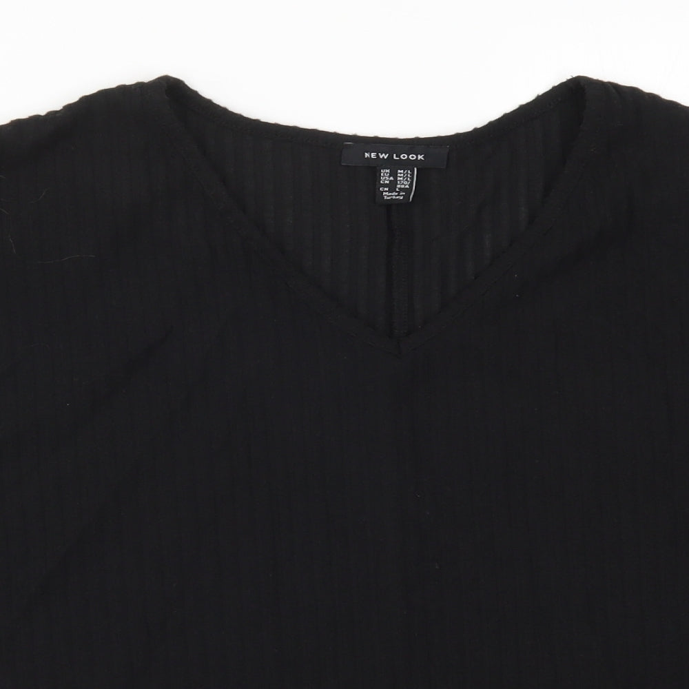 Womens UK Size M New Look Black Basic T-Shirt