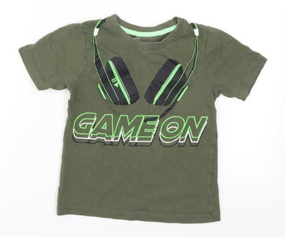 Bullabaloo Boys Green   Basic T-Shirt Size 7-8 Years  - Game On