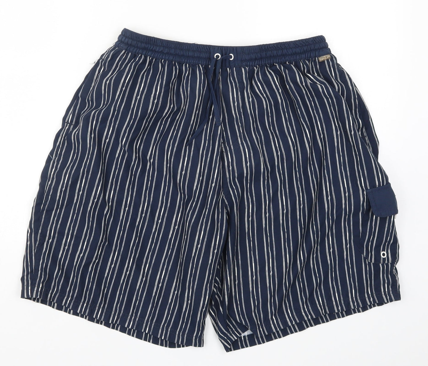 Preworn Mens Blue Striped  Athletic Shorts Size 29