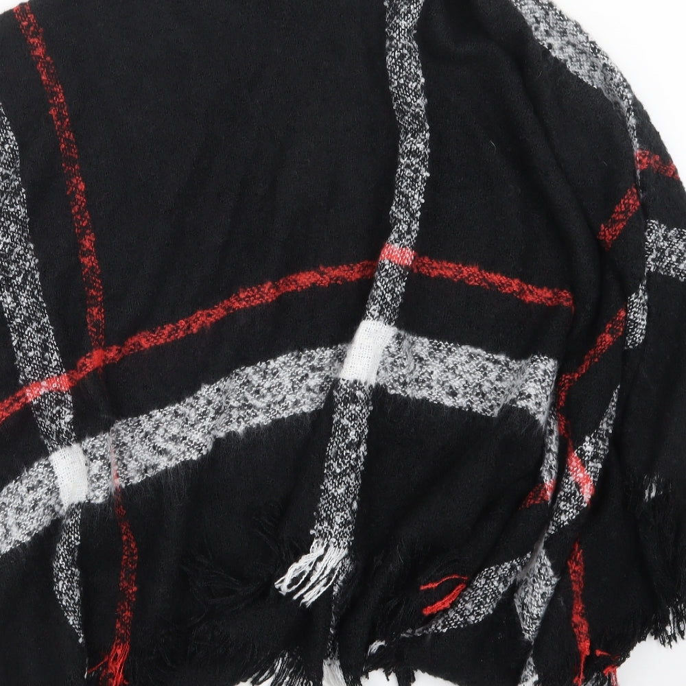 b. you Womens Black Check Knit Cape Jumper One Size