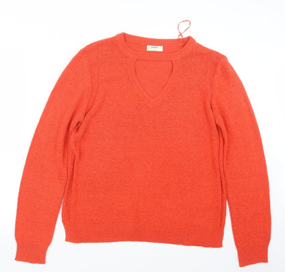 Womens UK Size L Papaya Orange Pullover Jumper