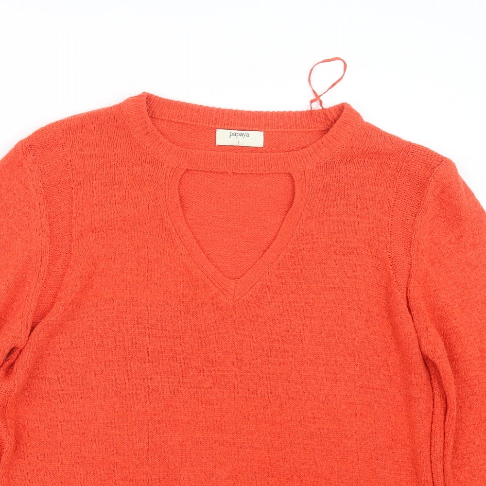 Womens UK Size L Papaya Orange Pullover Jumper