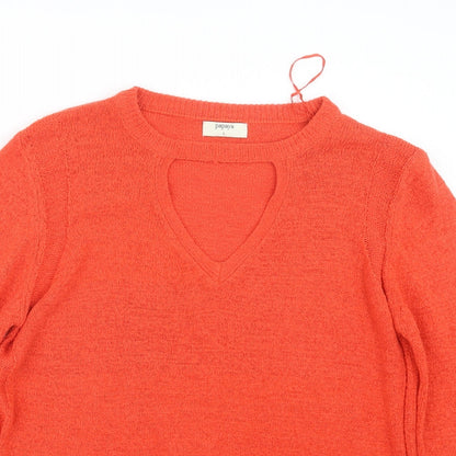 Womens UK Size L Papaya Orange Pullover Jumper
