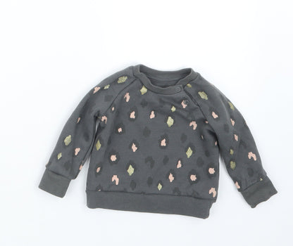 Primark Girls Grey Animal Print  Pullover Jumper Size 3-6 Months