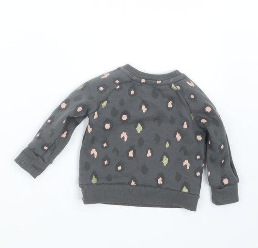 Primark Girls Grey Animal Print  Pullover Jumper Size 3-6 Months