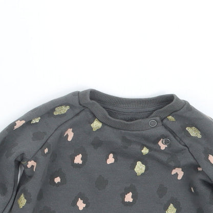 Primark Girls Grey Animal Print  Pullover Jumper Size 3-6 Months