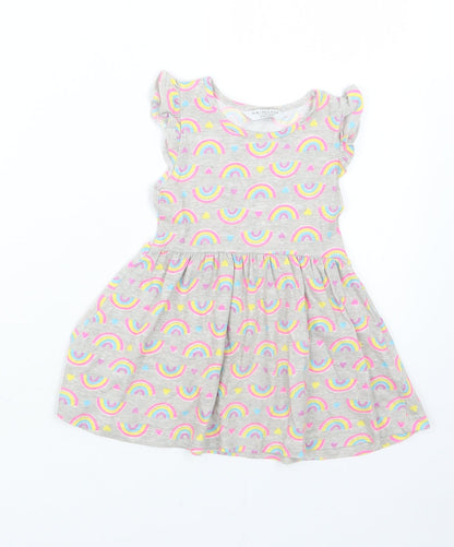 Primark Girls Grey Geometric  T-Shirt Dress  Size 18-24 Months