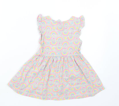 Primark Girls Grey Geometric  T-Shirt Dress  Size 18-24 Months
