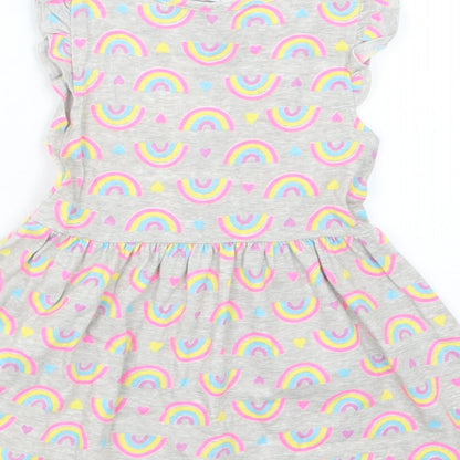 Primark Girls Grey Geometric  T-Shirt Dress  Size 18-24 Months