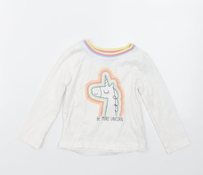 M&Co Girls White   Basic T-Shirt Size 12-18 Months