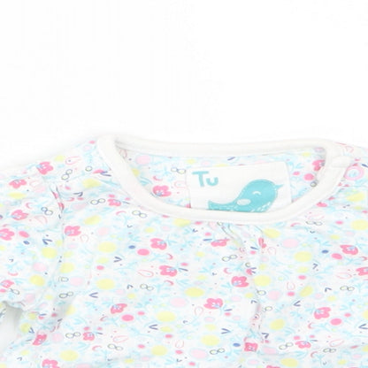 TU Girls Blue Floral  Basic T-Shirt Size 0-3 Months
