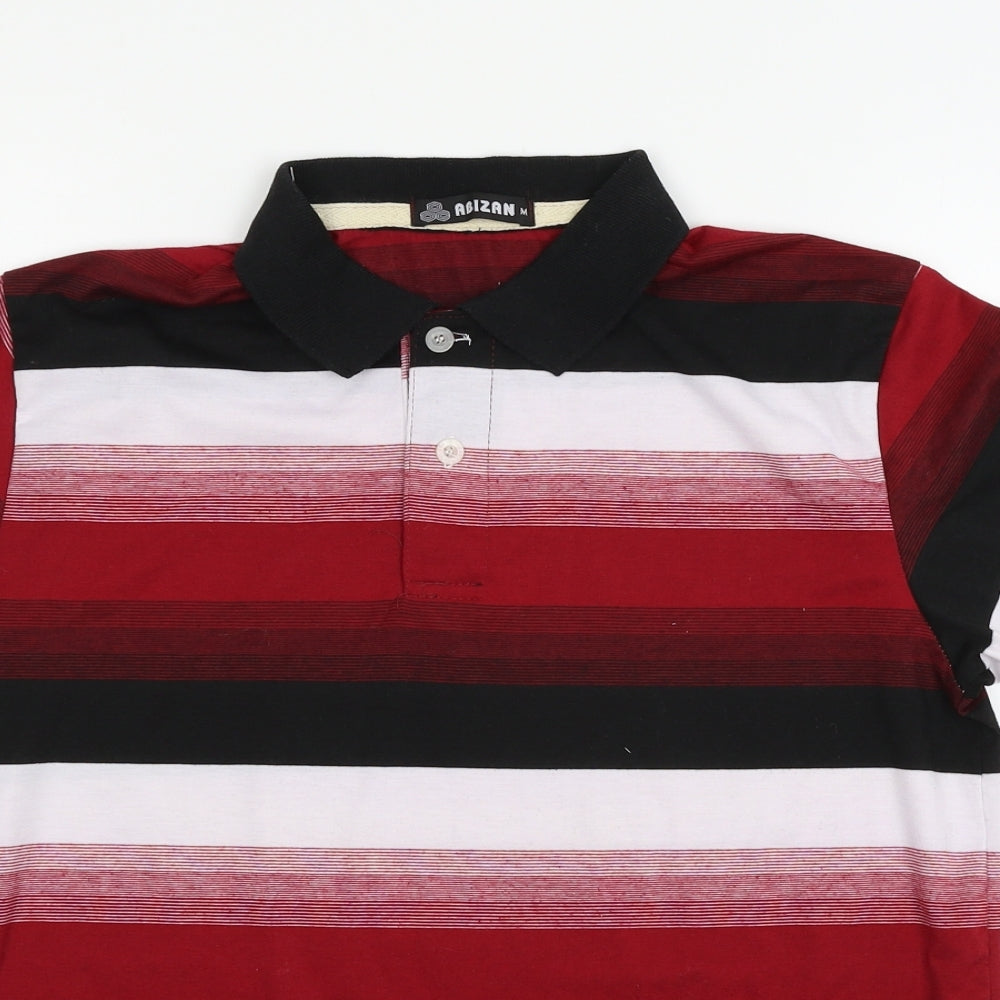 Abizan Mens Red Striped Jersey  Polo Size M
