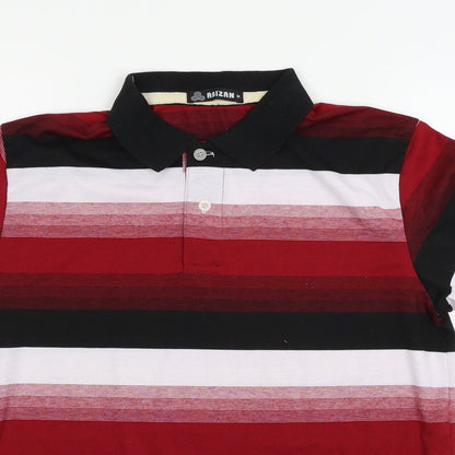 Abizan Mens Red Striped Jersey  Polo Size M