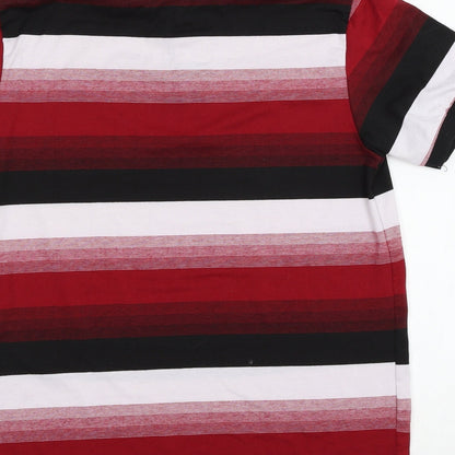 Abizan Mens Red Striped Jersey  Polo Size M