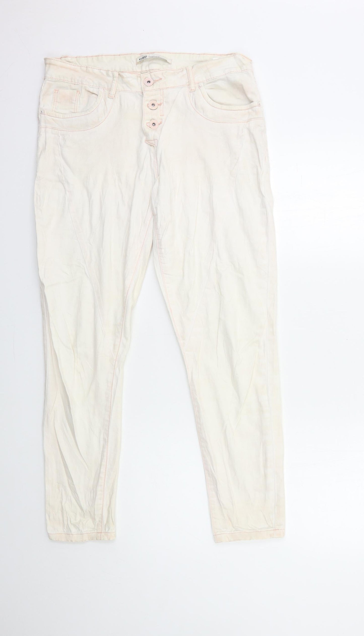 Womens UK Size 10 Preworn Regular Fit Skinny Pink Jeans