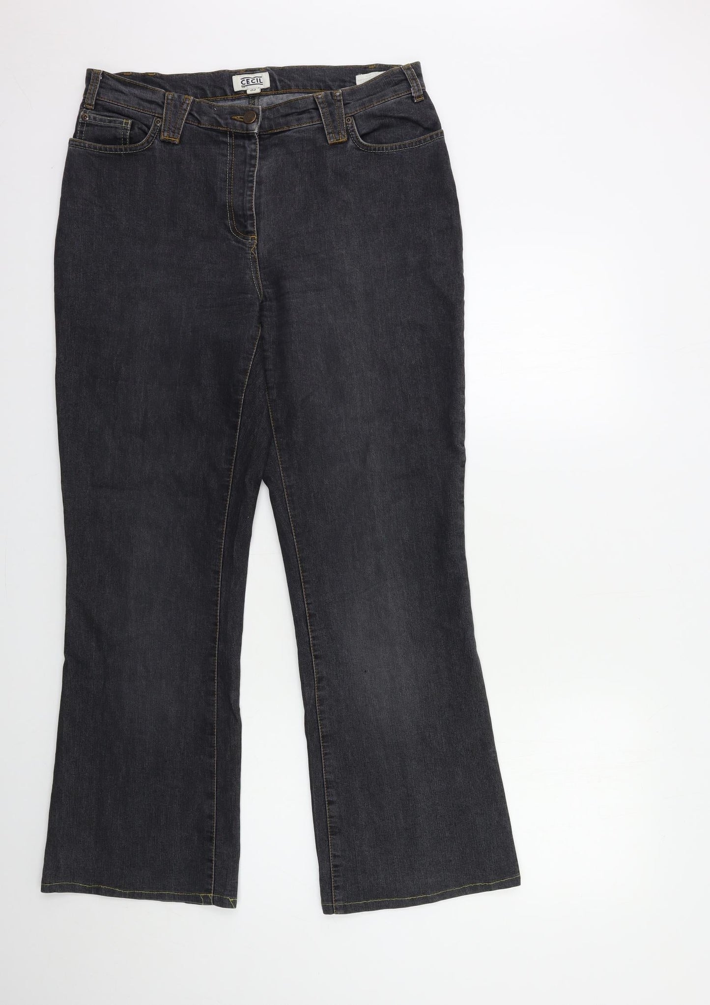 Womens UK Size 33 in Cecil Regular Fit Bootcut Black Jeans