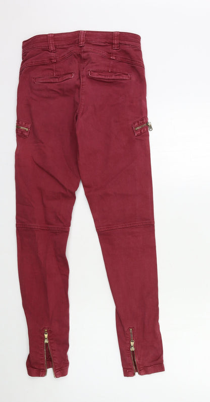 Topshop Womens Red  Denim Skinny Jeans Size 6 L29 in