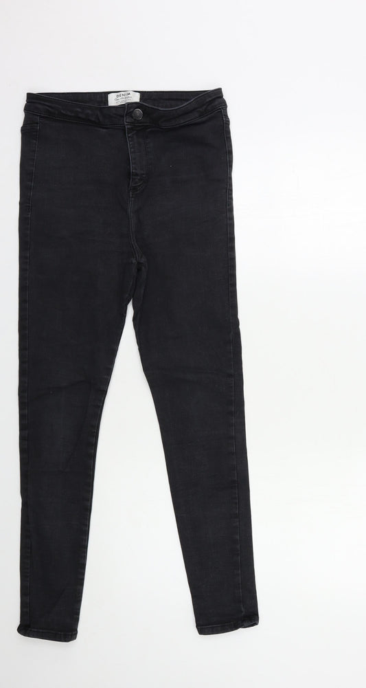 Miss Selfridge Womens Black  Denim Skinny Jeans Size 12 L27 in