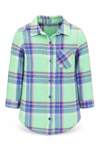 NEXT Girls Green Check  Basic Button-Up Size 12-18 Months