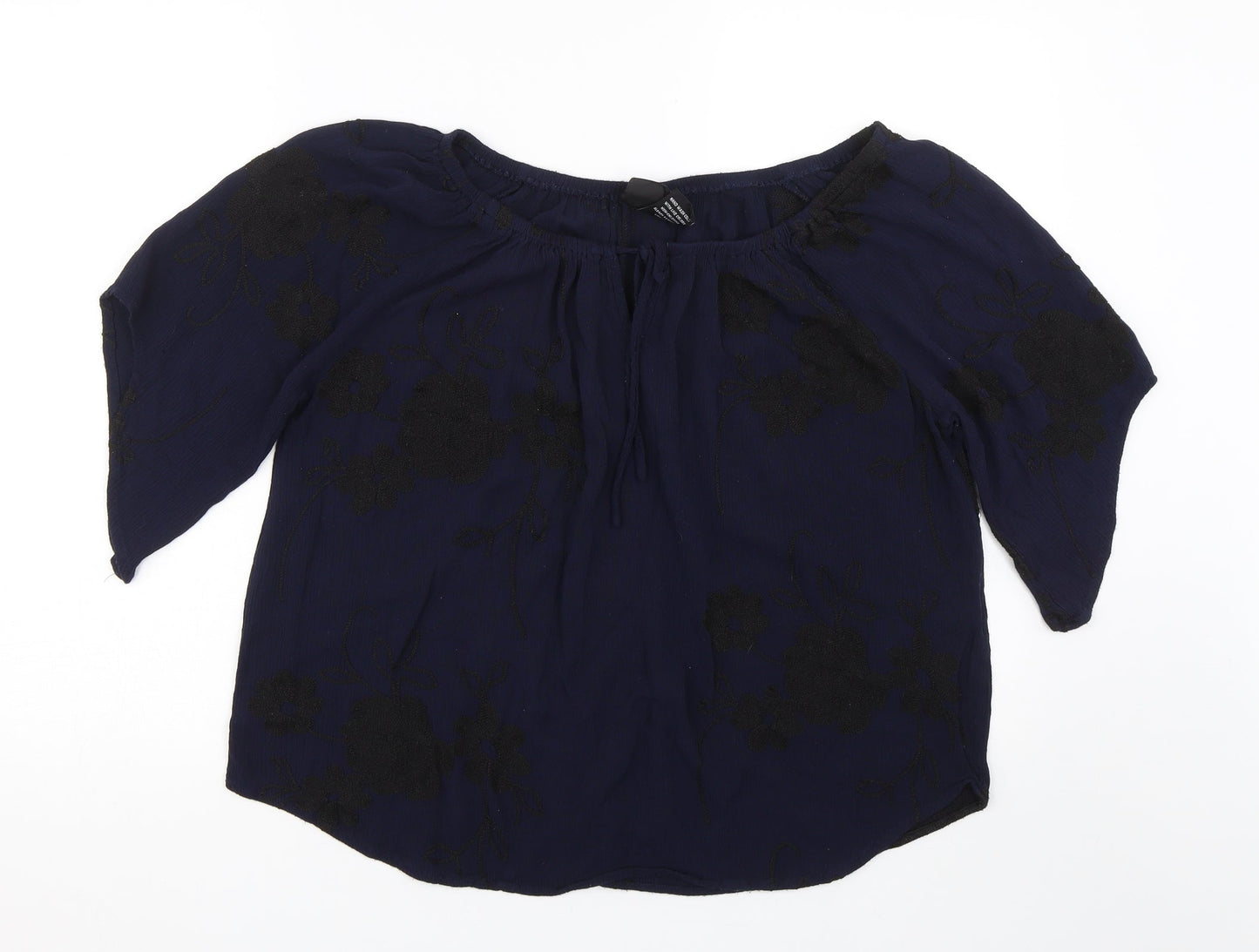 LIV Los angeles Womens Blue Floral  Basic T-Shirt Size L