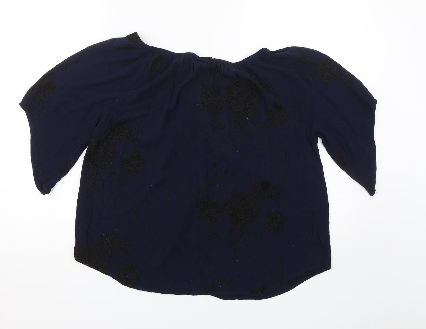 LIV Los angeles Womens Blue Floral  Basic T-Shirt Size L