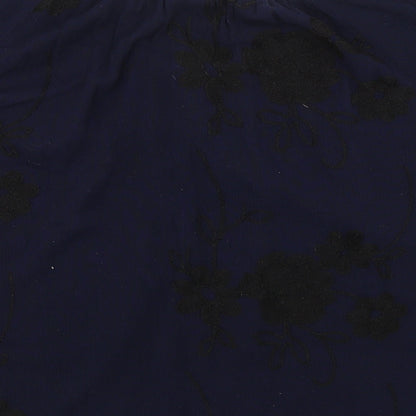 LIV Los angeles Womens Blue Floral  Basic T-Shirt Size L