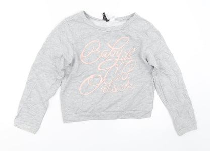 H&M Womens Grey   Pullover Sweatshirt Size XS